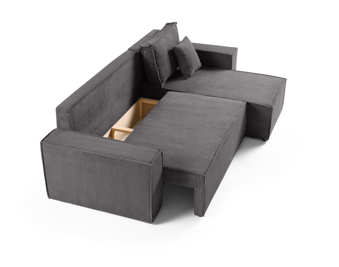 Canapé d'angle réversible 4 places - convertible avec coffre - en velours côtelé - Cezanne