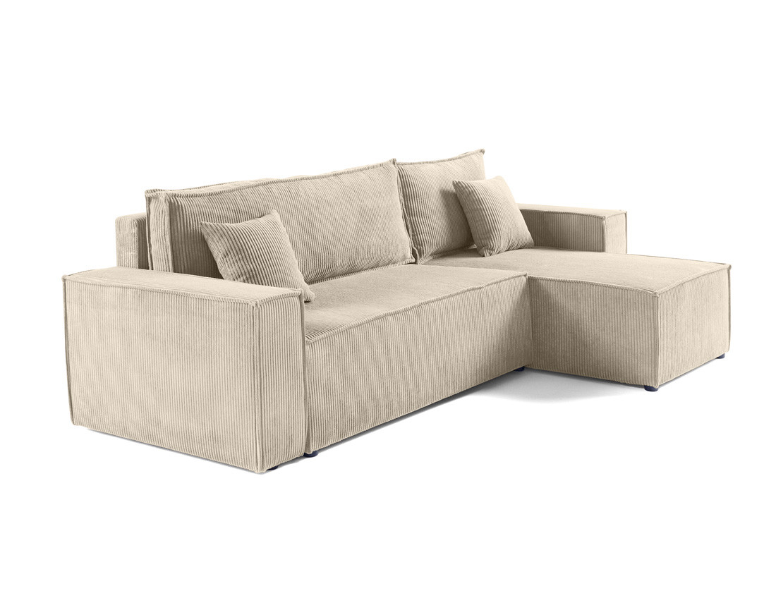 Canapé d'angle réversible 4 places - convertible avec coffre - en velours côtelé - Cezanne Canapé d'angle réversible 4 places - convertible avec coffre - en velours côtelé - Cezanne