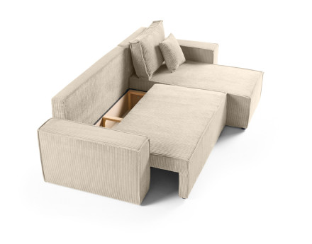 Canapé d'angle réversible 4 places - convertible avec coffre - en velours côtelé - Cezanne
