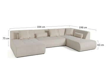 Canapé panoramique d'angle droit 7 places Onyx - Best Mobilier
