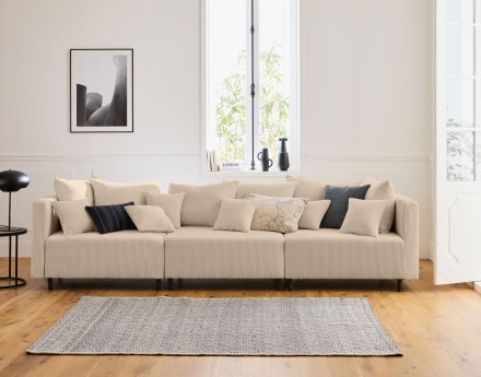 Module d'assise d'angle réversible en velours côtelé Edinburg - gauche