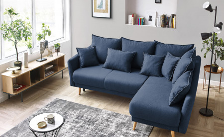 BOBOCHIC MIA - Canapé d'angle convertible scandinave - avec coffre - 4 places - Droit BOBOCHIC MIA - Canapé d'angle convertible scandinave - avec coffre - 4 places - Droit