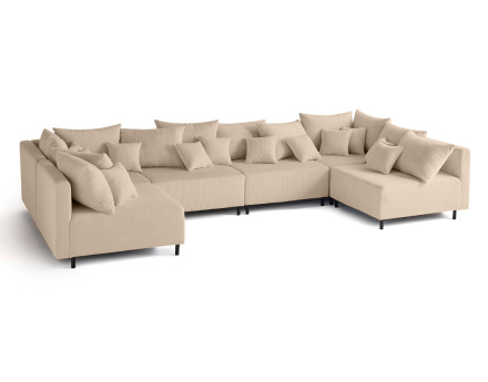 Canapé panoramique modulable 6 places en velours côtelé Edinburg
