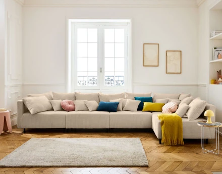 Edinburg - canapé modulable d'angle réversible 5 places - en velours côtelé Lisa Design