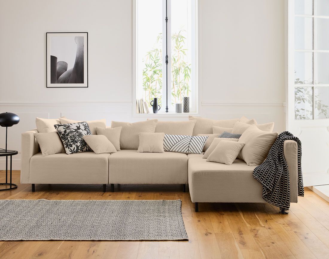 Edinburg - canapé modulable d'angle réversible 4 places - en velours côtelé Lisa Design