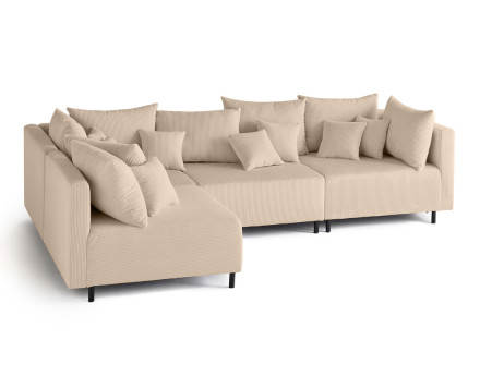 Canapé modulable d'angle réversible 4 places en velours côtelé Edinburg