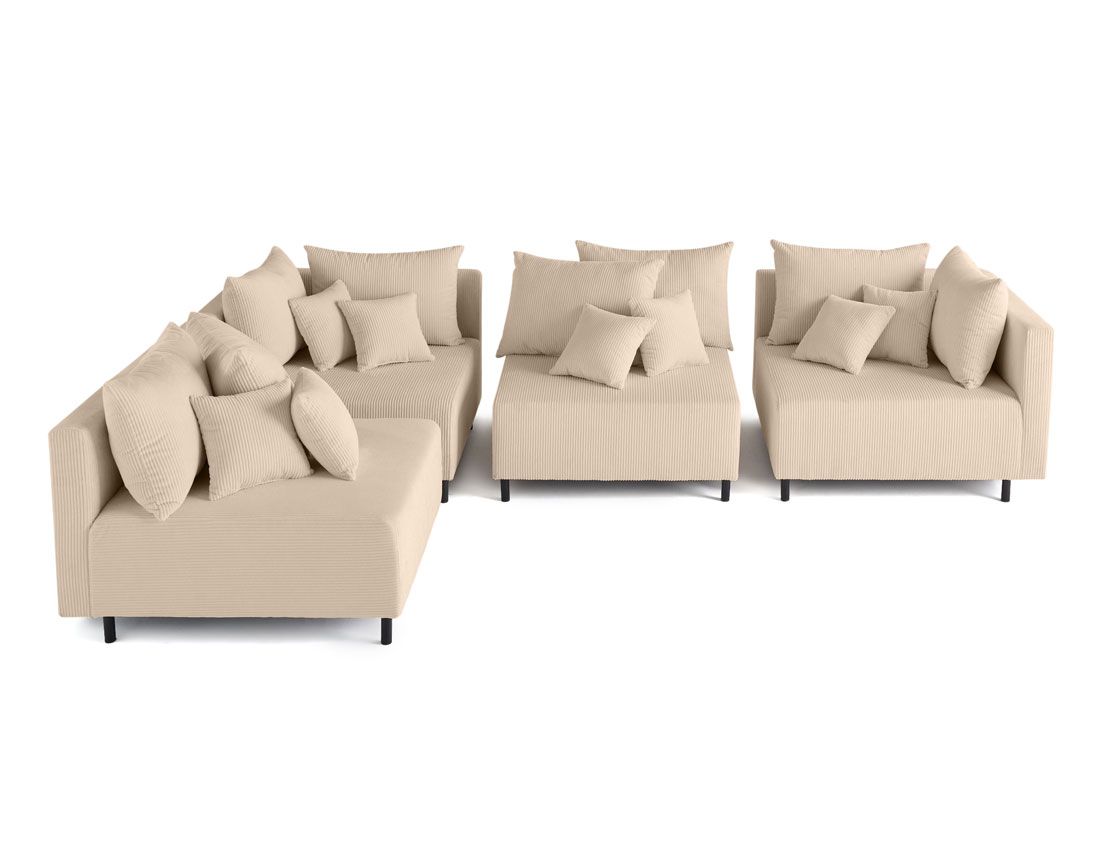 Edinburg - canapé modulable d'angle réversible 4 places - en velours côtelé Lisa Design