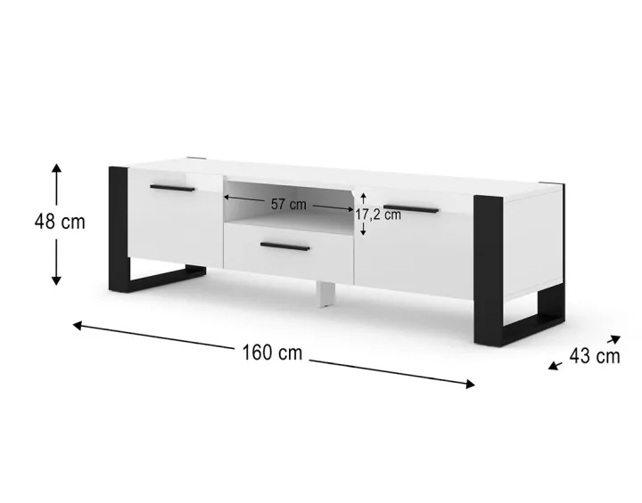 Meuble TV blanc et noir 160 cm Donnely