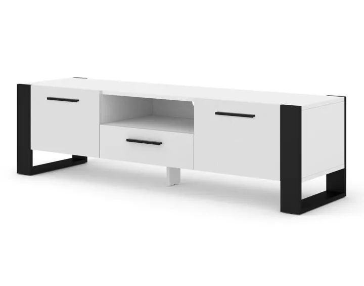 Meuble TV blanc et noir 160 cm Donnely