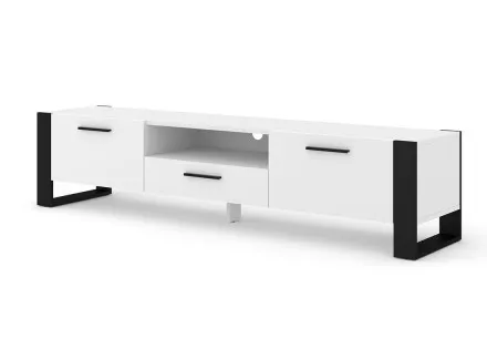 Meuble TV blanc et noir 200 cm Donnely