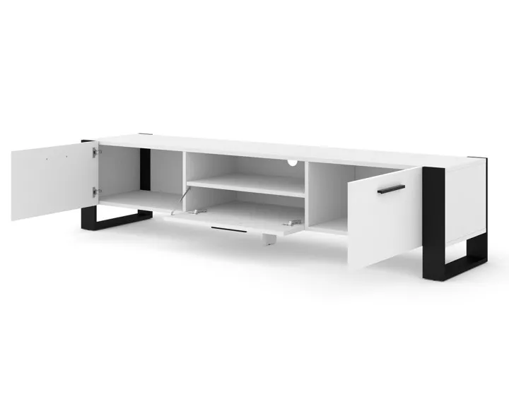 Meuble TV blanc et noir 200 cm Donnely