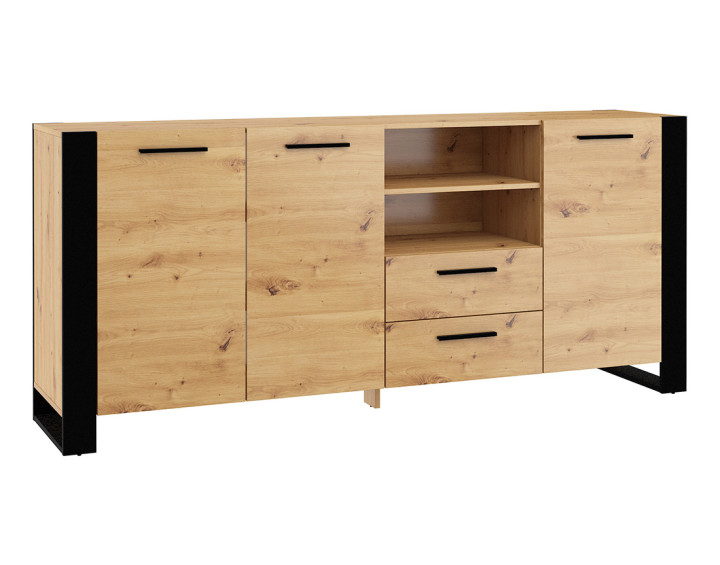 Buffet bas bois et noir 198 cm Donnely