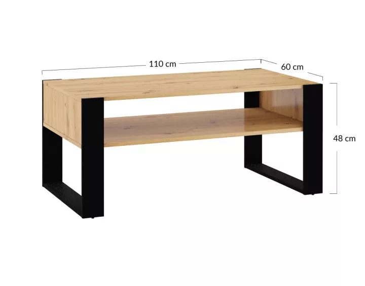 Table basse bois et noir 110 cm Donnely