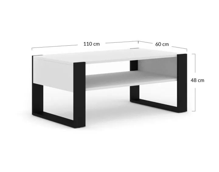 Table basse blanc et noir 110 cm Donnely