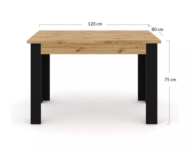 Table à manger extensible bois et noir 120 à 160 cm Donnely