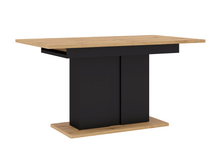 Table à manger extensible bois et noir pied central 140 à 200 cm Donnely