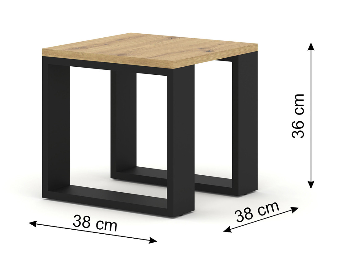 Lot de deux tables basses bois et noir 60 et 38 cm Donnely