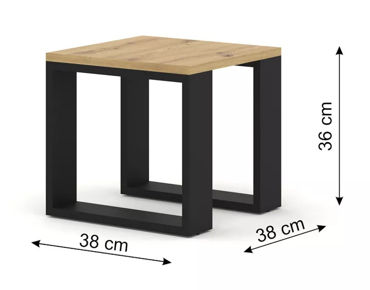 Lot de deux tables basses bois et noir 60 et 38 cm Donnely