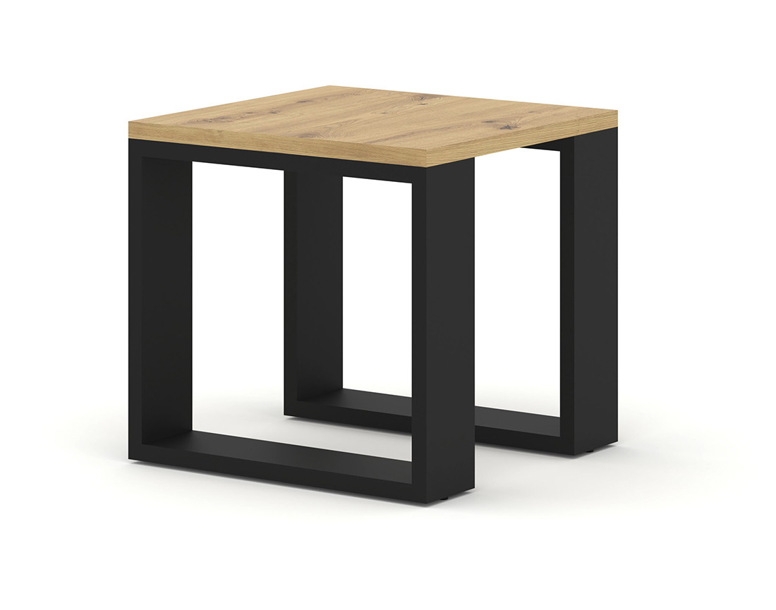 Lot de deux tables basses bois et noir 60 et 38 cm Donnely
