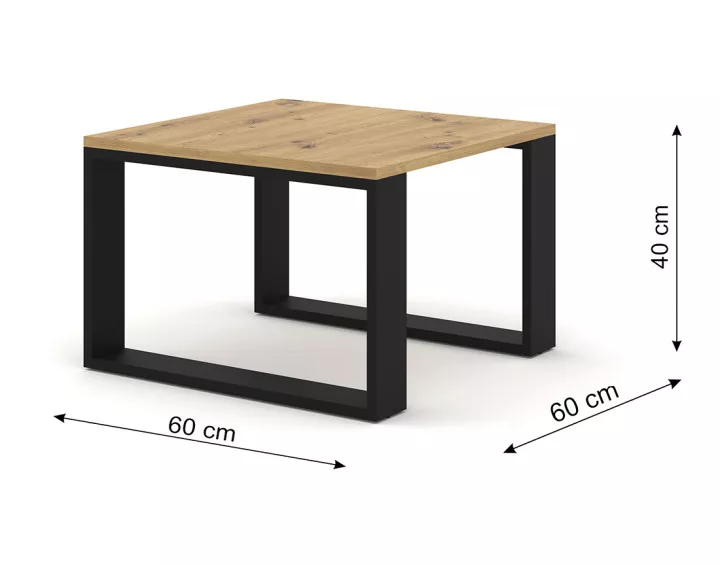 Lot de deux tables basses bois et noir 60 et 38 cm Donnely