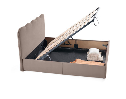 Kahlo - lit coffre - 160x200 - en velours - sommier inclus Bestmobilier