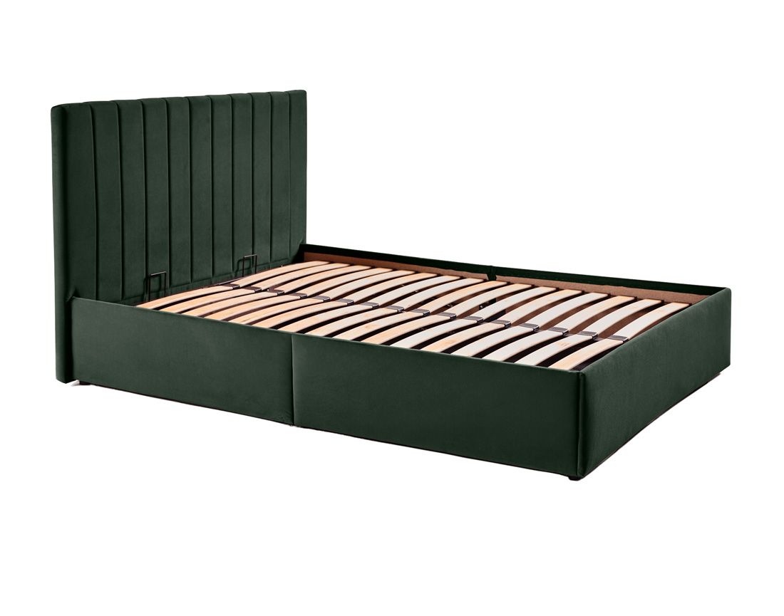 Klimt - lit coffre - 160x200 - en velours - sommier inclus Bestmobilier