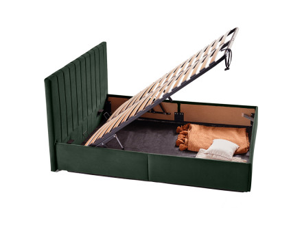 Klimt - lit coffre - 160x200 - en velours - sommier inclus Bestmobilier