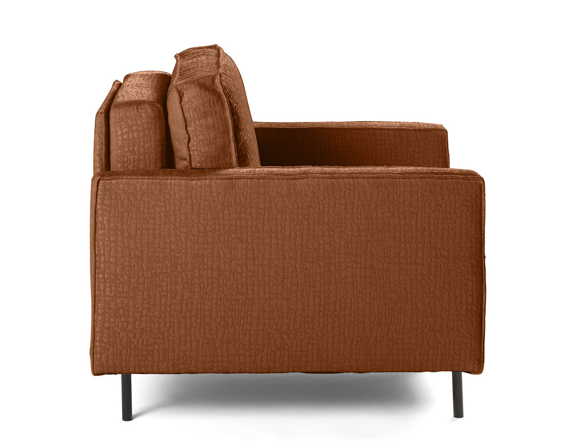 Fauteuil pieds hauts en tissu velours relief Charlie