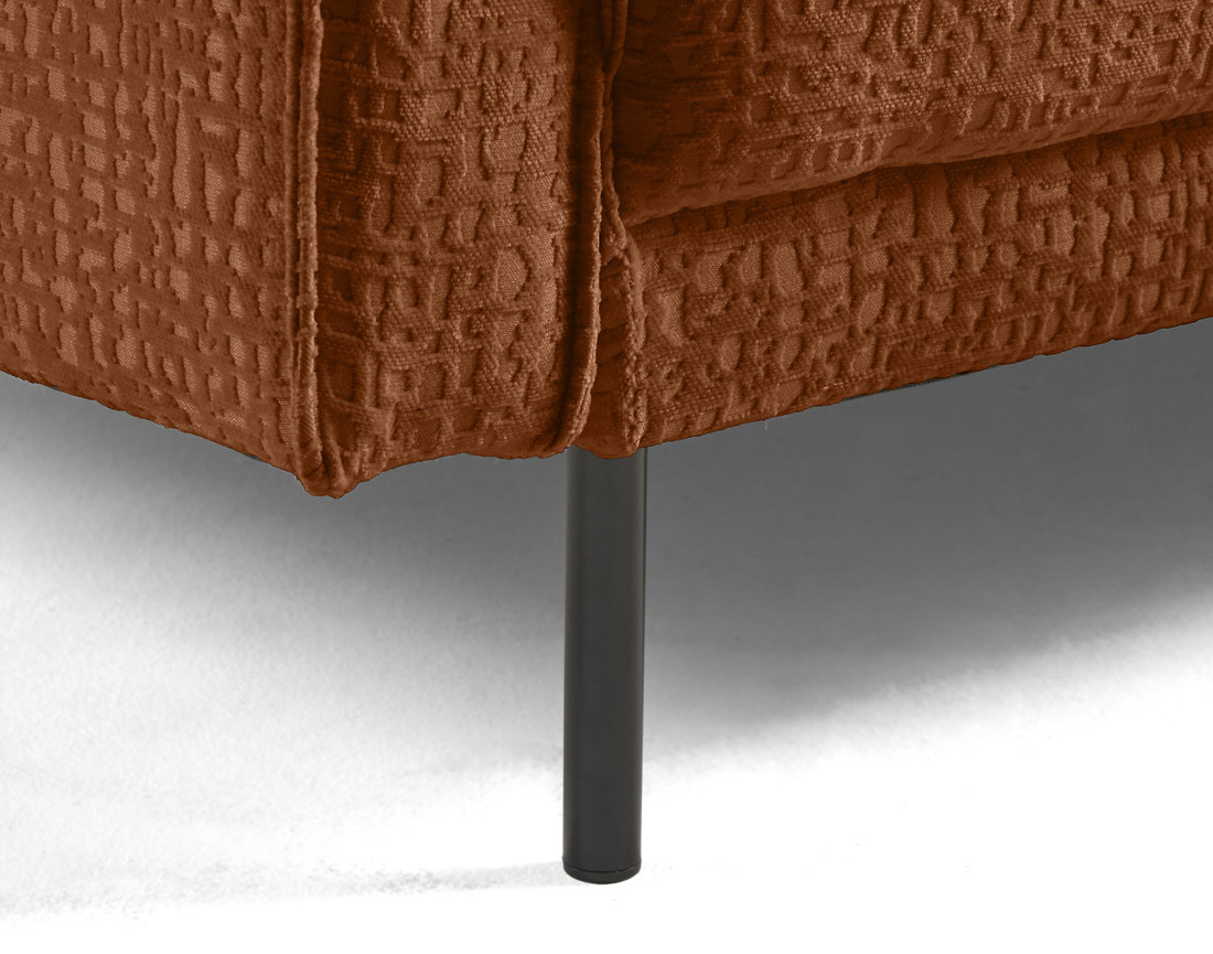 Fauteuil pieds hauts en tissu velours relief Charlie