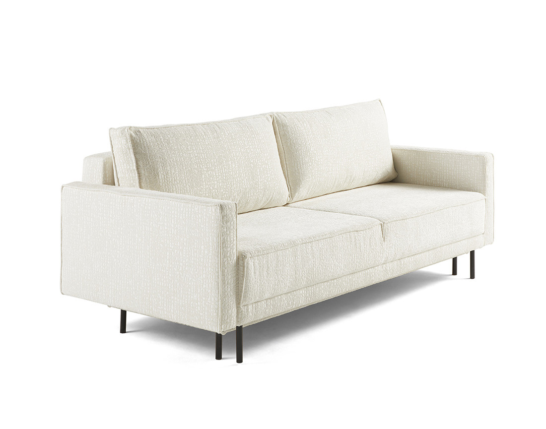 Canapé droit 3 places convertible avec coffre en tissu velours relief Charlie Canapé droit 3 places convertible avec coffre en tissu velours relief Charlie