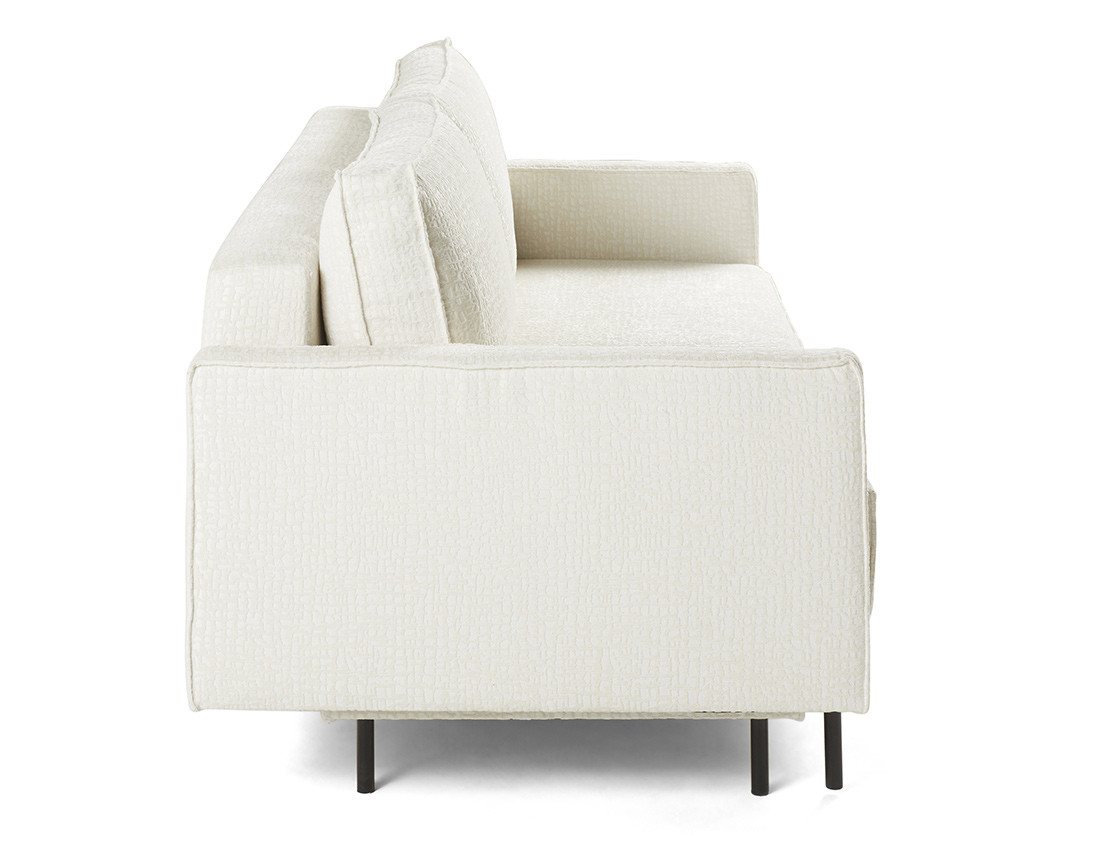 Canapé droit 3 places convertible avec coffre en tissu velours relief Charlie Canapé droit 3 places convertible avec coffre en tissu velours relief Charlie