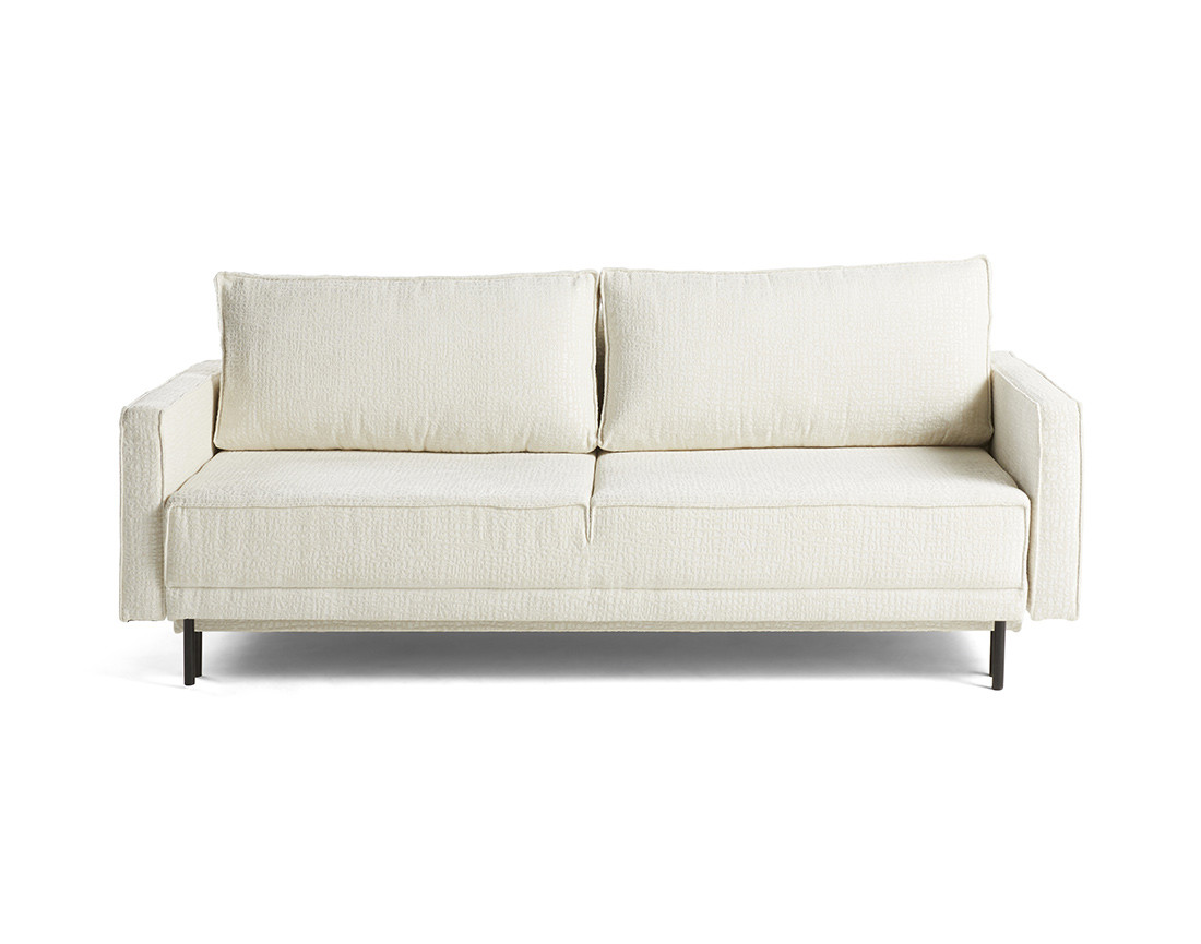 Canapé droit 3 places convertible avec coffre en tissu velours relief Charlie Canapé droit 3 places convertible avec coffre en tissu velours relief Charlie