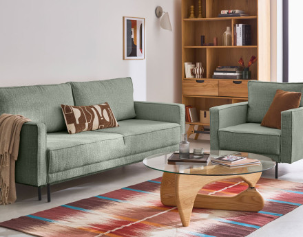 Canapé droit 3 places convertible avec coffre en tissu velours relief Charlie