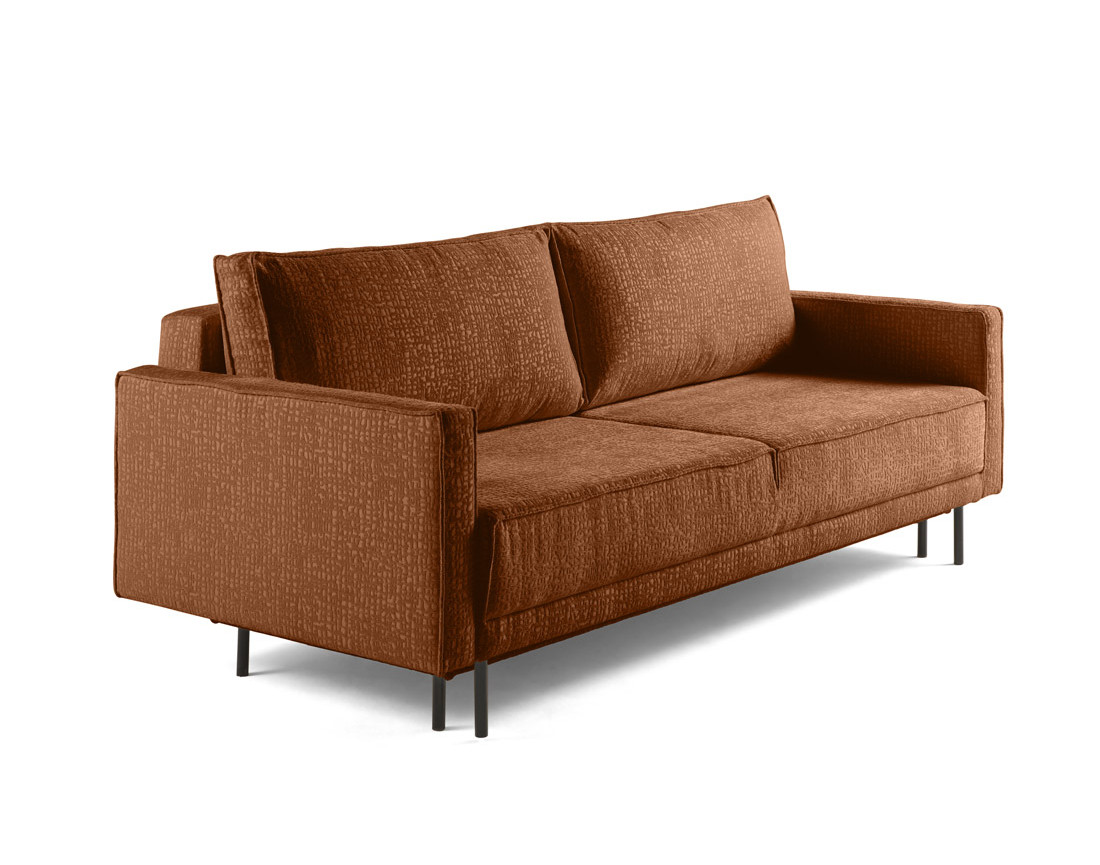 Canapé droit 3 places convertible avec coffre en tissu velours relief Charlie