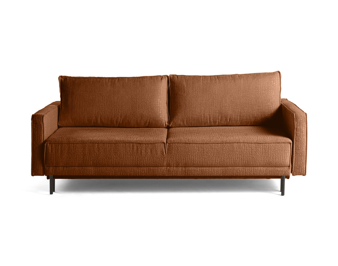 Canapé droit 3 places convertible avec coffre en tissu velours relief Charlie