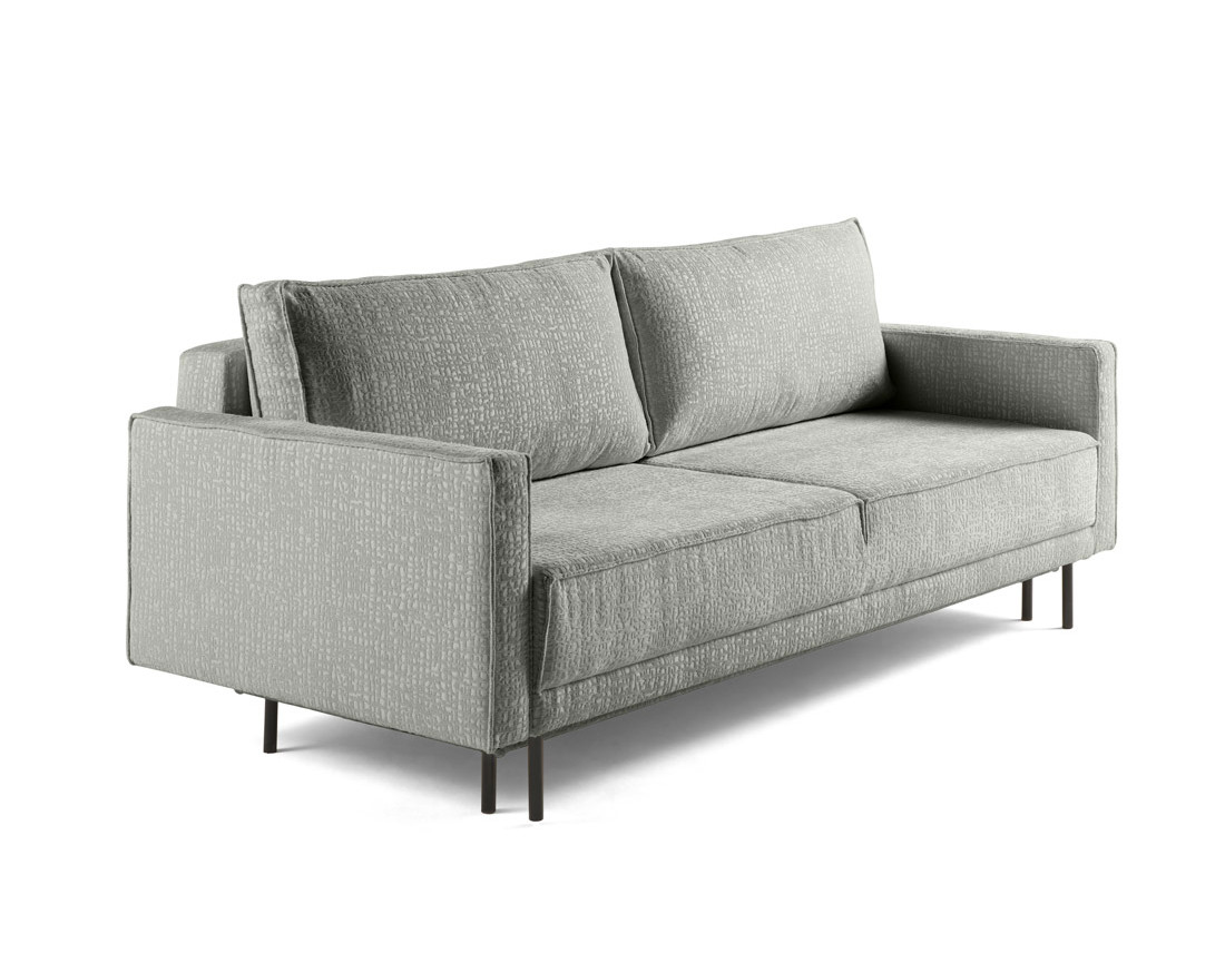 Canapé droit 3 places convertible avec coffre en tissu velours relief Charlie Canapé droit 3 places convertible avec coffre en tissu velours relief Charlie