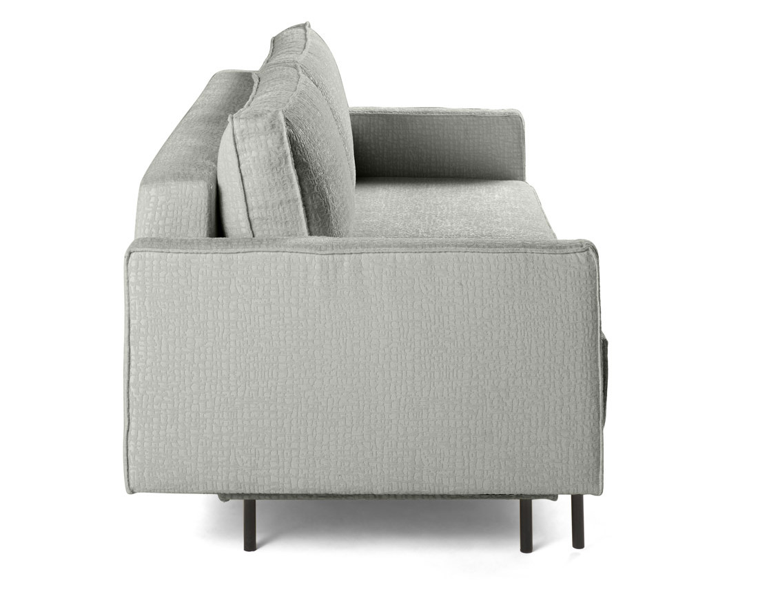 Canapé droit 3 places convertible avec coffre en tissu velours relief Charlie Canapé droit 3 places convertible avec coffre en tissu velours relief Charlie