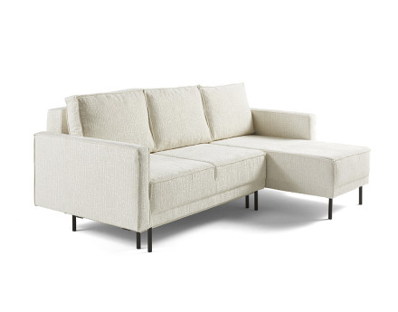 Canapé d'angle convertible avec coffre en tissu velours relief Charlie
