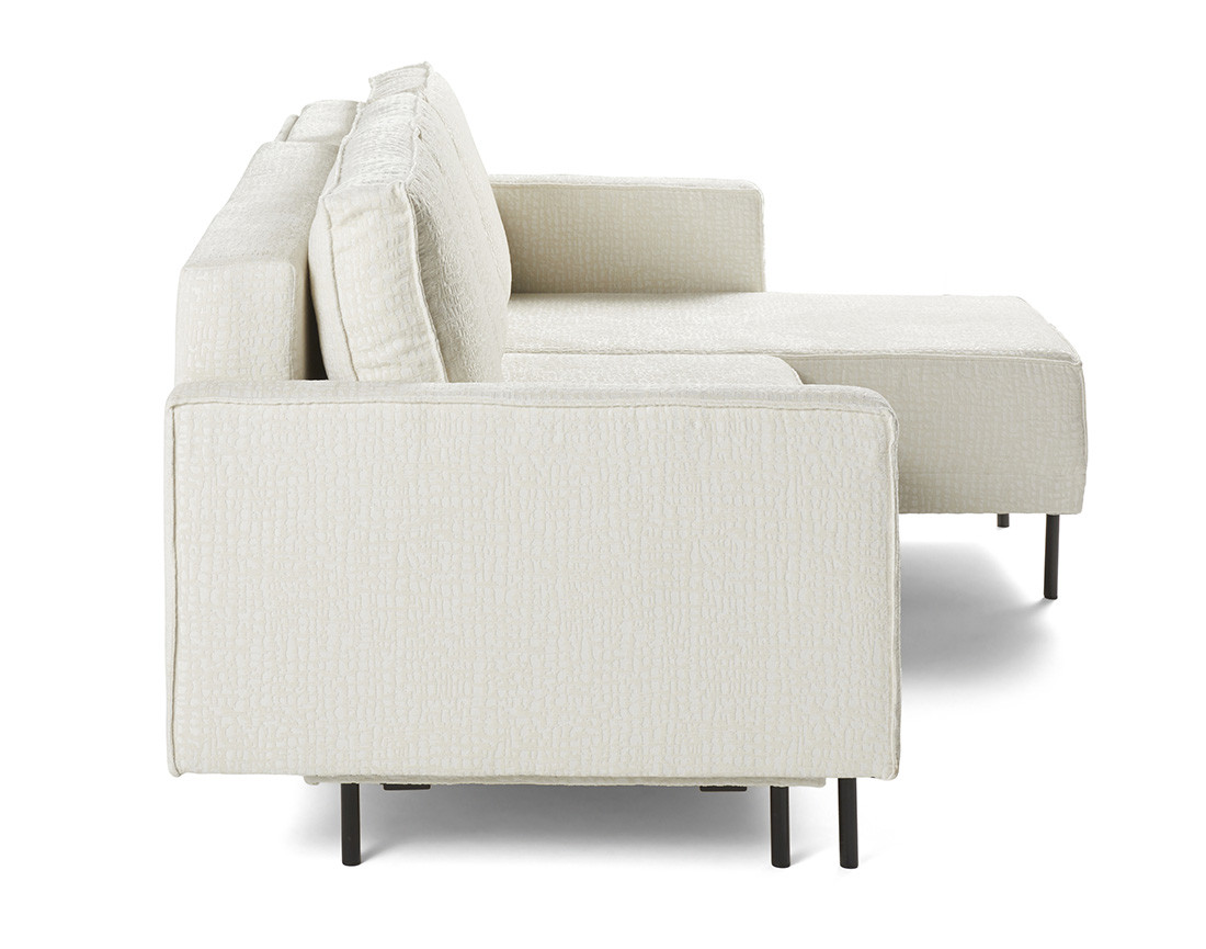 Canapé d'angle convertible avec coffre en tissu velours relief Charlie Canapé d'angle convertible avec coffre en tissu velours relief Charlie