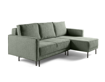 Canapé d'angle convertible avec coffre en tissu velours relief Charlie