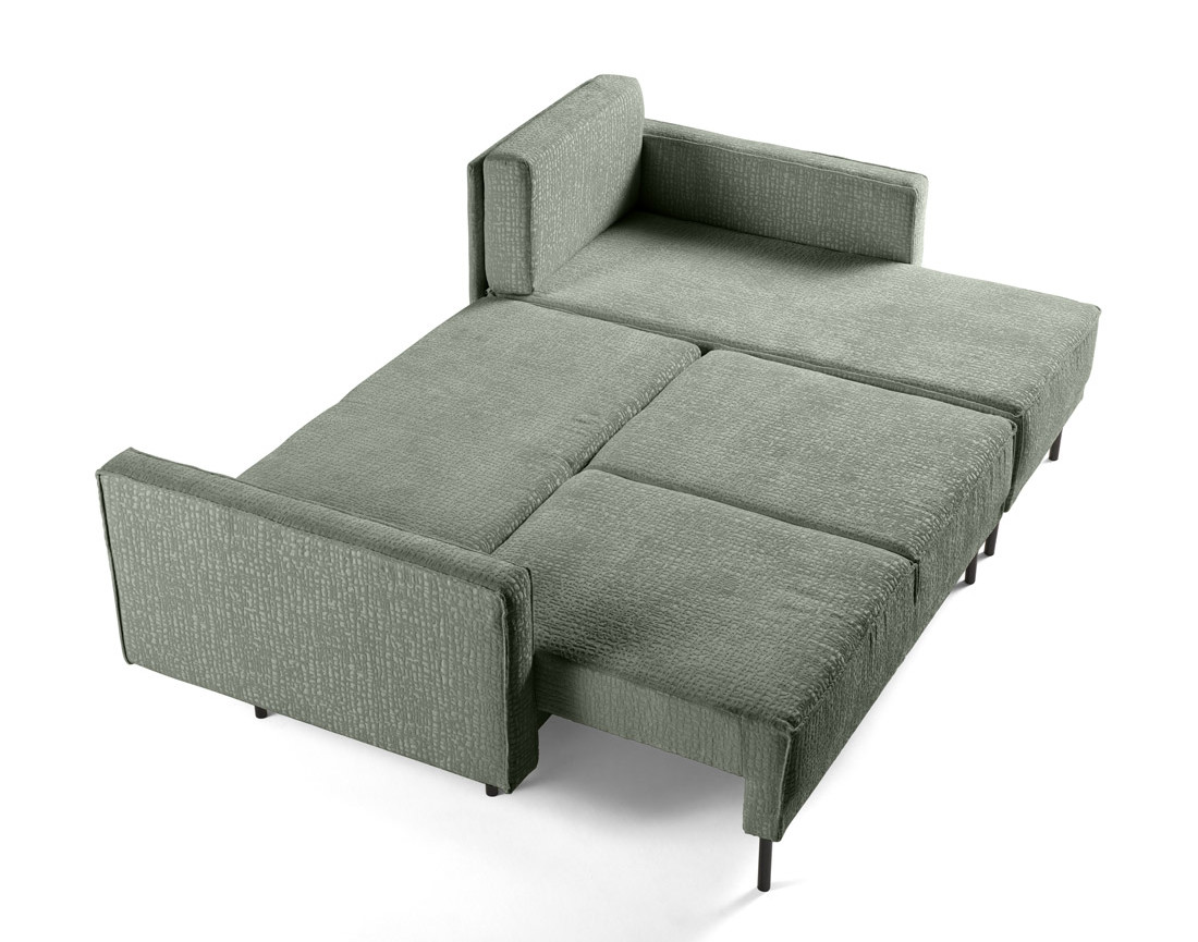 Canapé d'angle convertible avec coffre en tissu velours relief Charlie