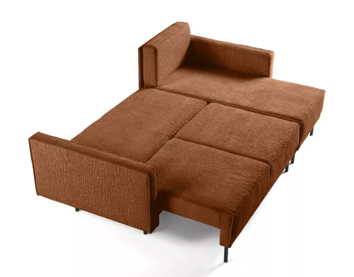 Canapé d'angle convertible avec coffre en tissu velours relief Charlie