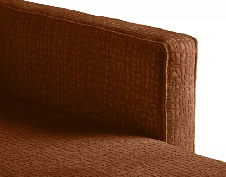 Canapé d'angle convertible avec coffre en tissu velours relief Charlie