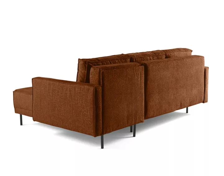 Canapé d'angle convertible avec coffre en tissu velours relief Charlie