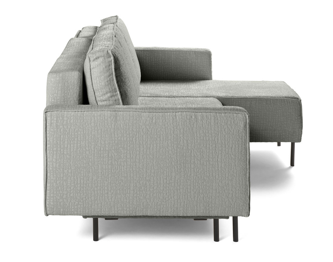 Canapé d'angle convertible avec coffre en tissu velours relief Charlie Canapé d'angle convertible avec coffre en tissu velours relief Charlie