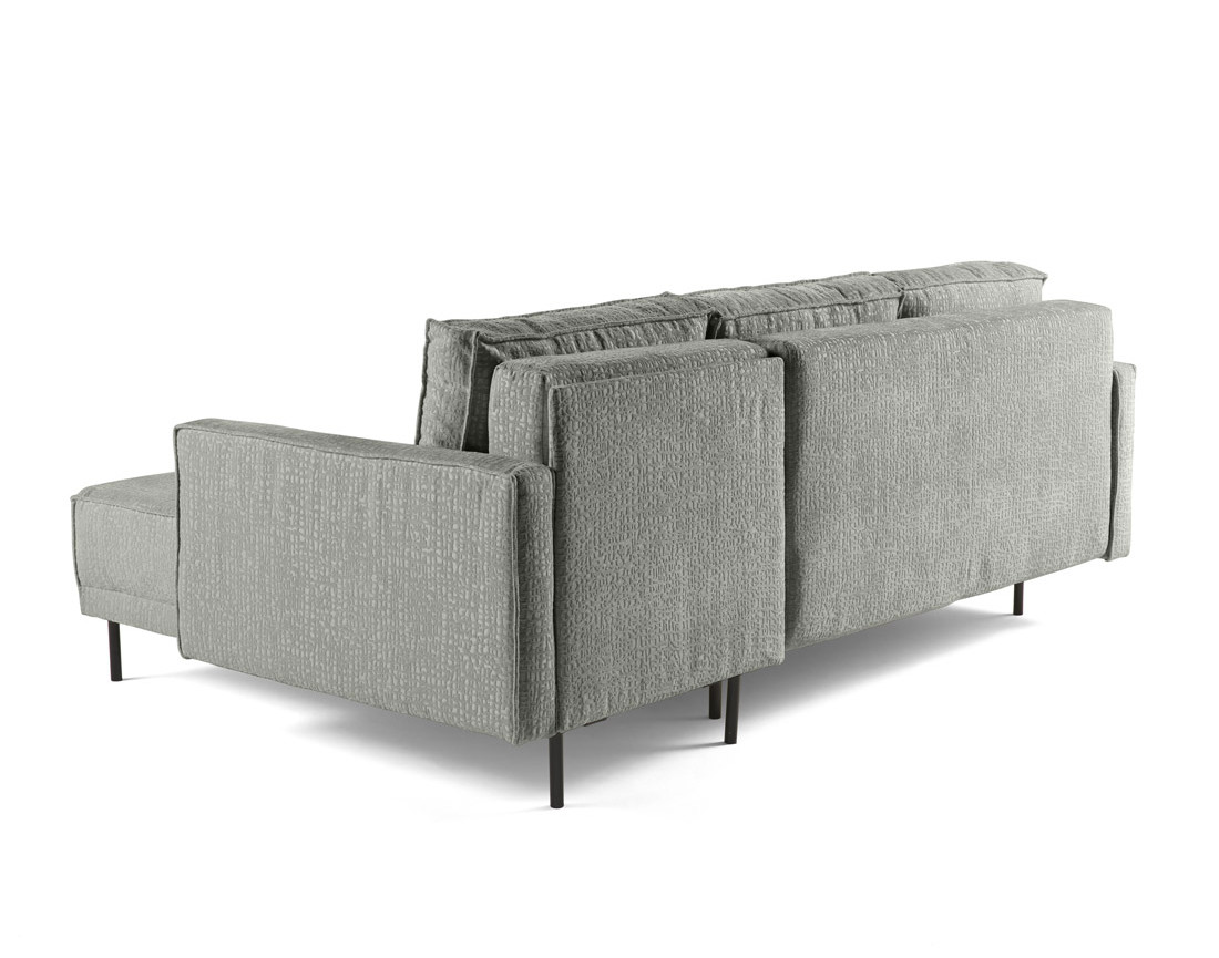 Canapé d'angle convertible avec coffre en tissu velours relief Charlie Canapé d'angle convertible avec coffre en tissu velours relief Charlie