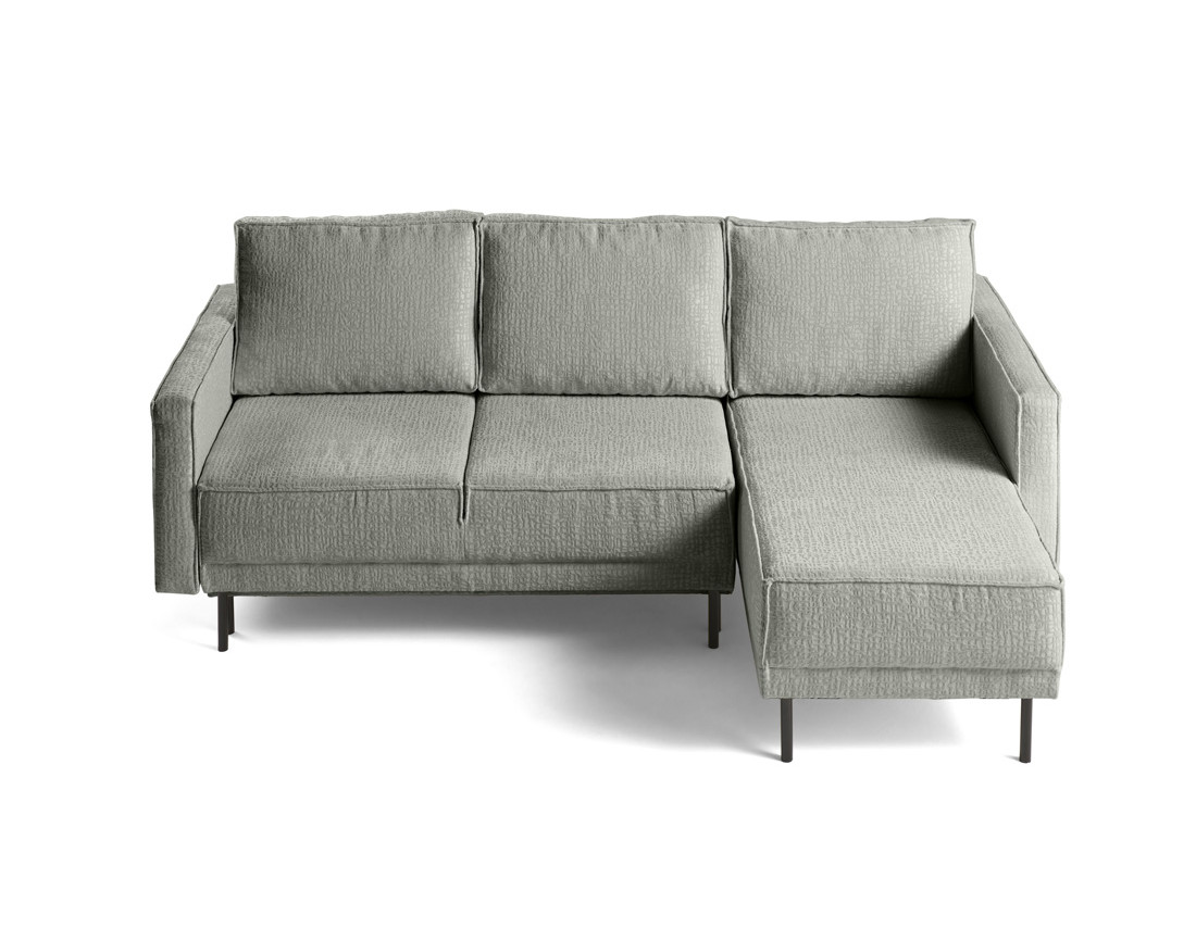 Canapé d'angle convertible avec coffre en tissu velours relief Charlie Canapé d'angle convertible avec coffre en tissu velours relief Charlie