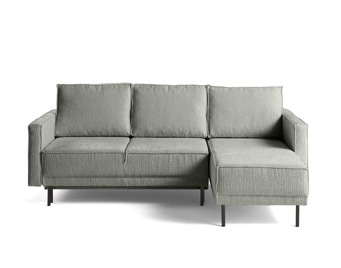 Canapé d'angle convertible avec coffre en tissu velours relief Charlie Canapé d'angle convertible avec coffre en tissu velours relief Charlie