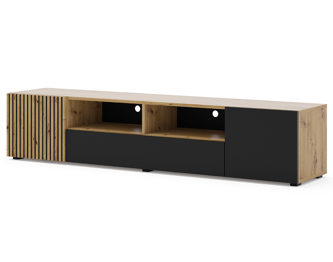 Meuble TV bois et noir 200 cm Ozzy