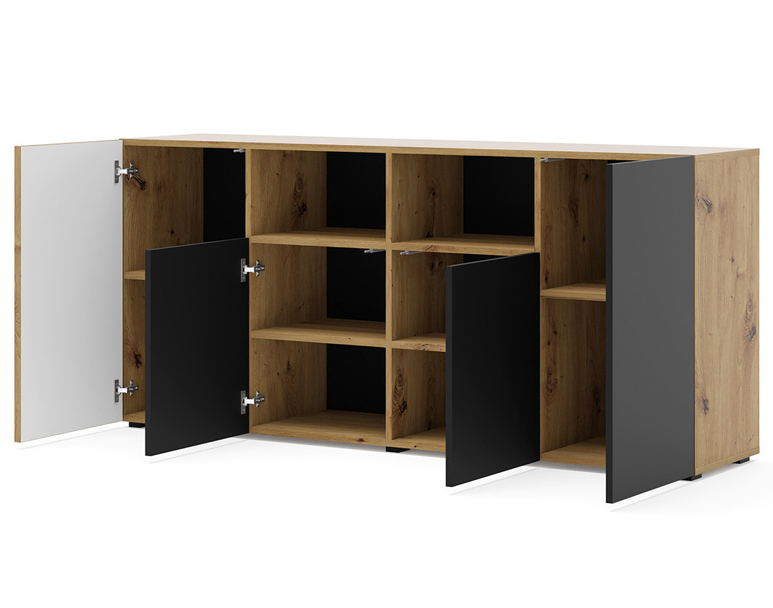Buffet bas bois et noir 180 cm Ozzy